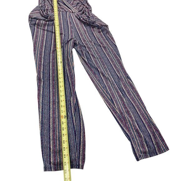 BCBGeneration Jumpsuit Women M Crossover V-neck Draped Pocket Striped Boho Beach - Picture 14 of 16